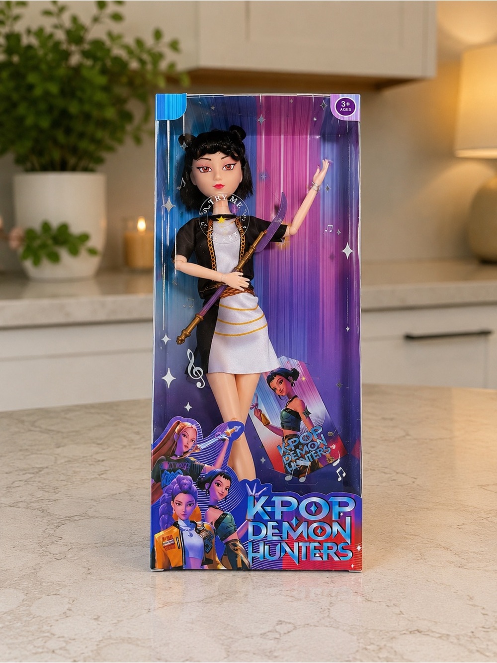 KPOP Demon Hunters Zoey Singing Doll Black Hair Music Toy Collectible Figure